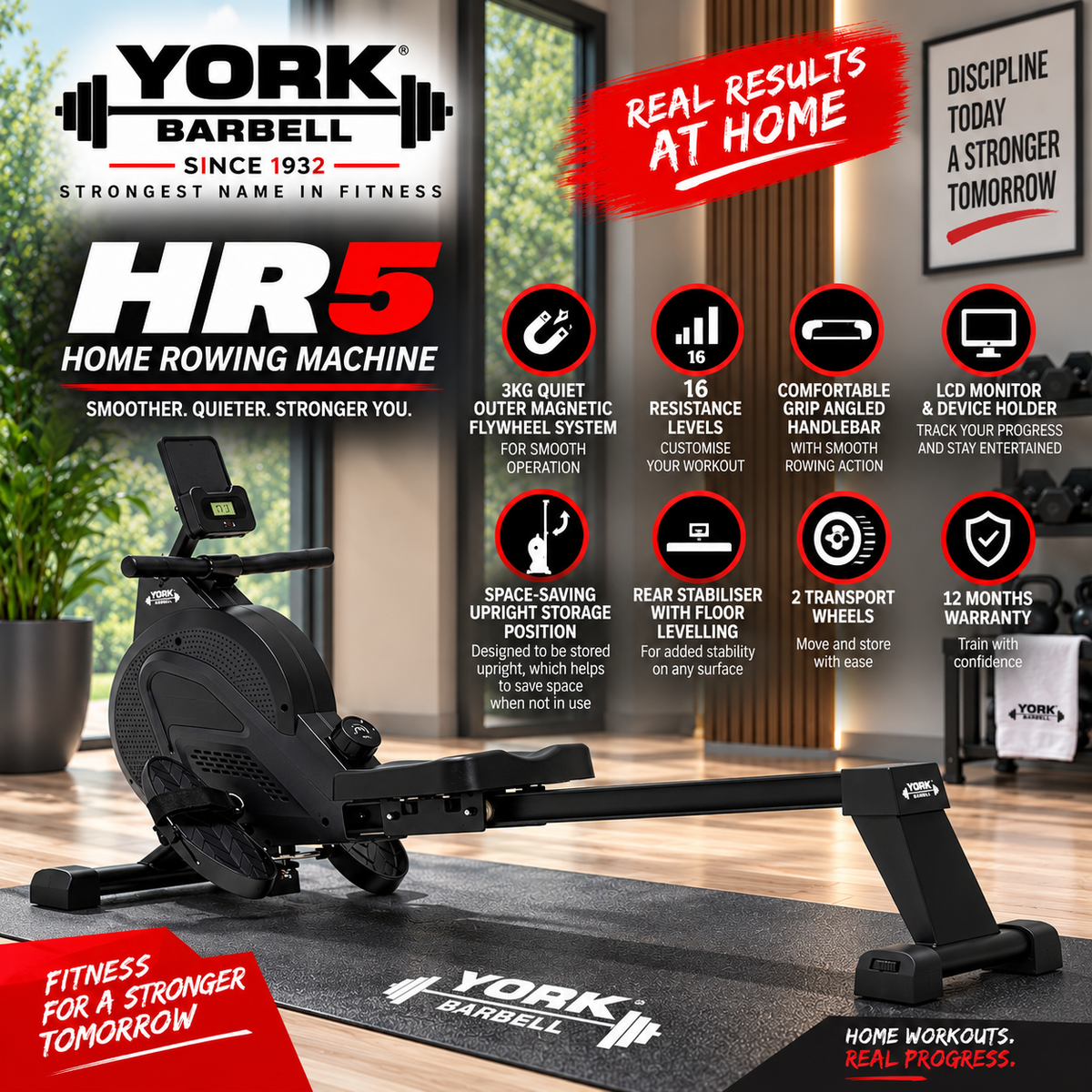 York Barbell HR5 Home Rowing Machine