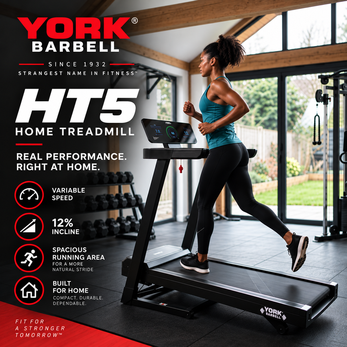 York Barbell HT5 Home Folding Treadmill
