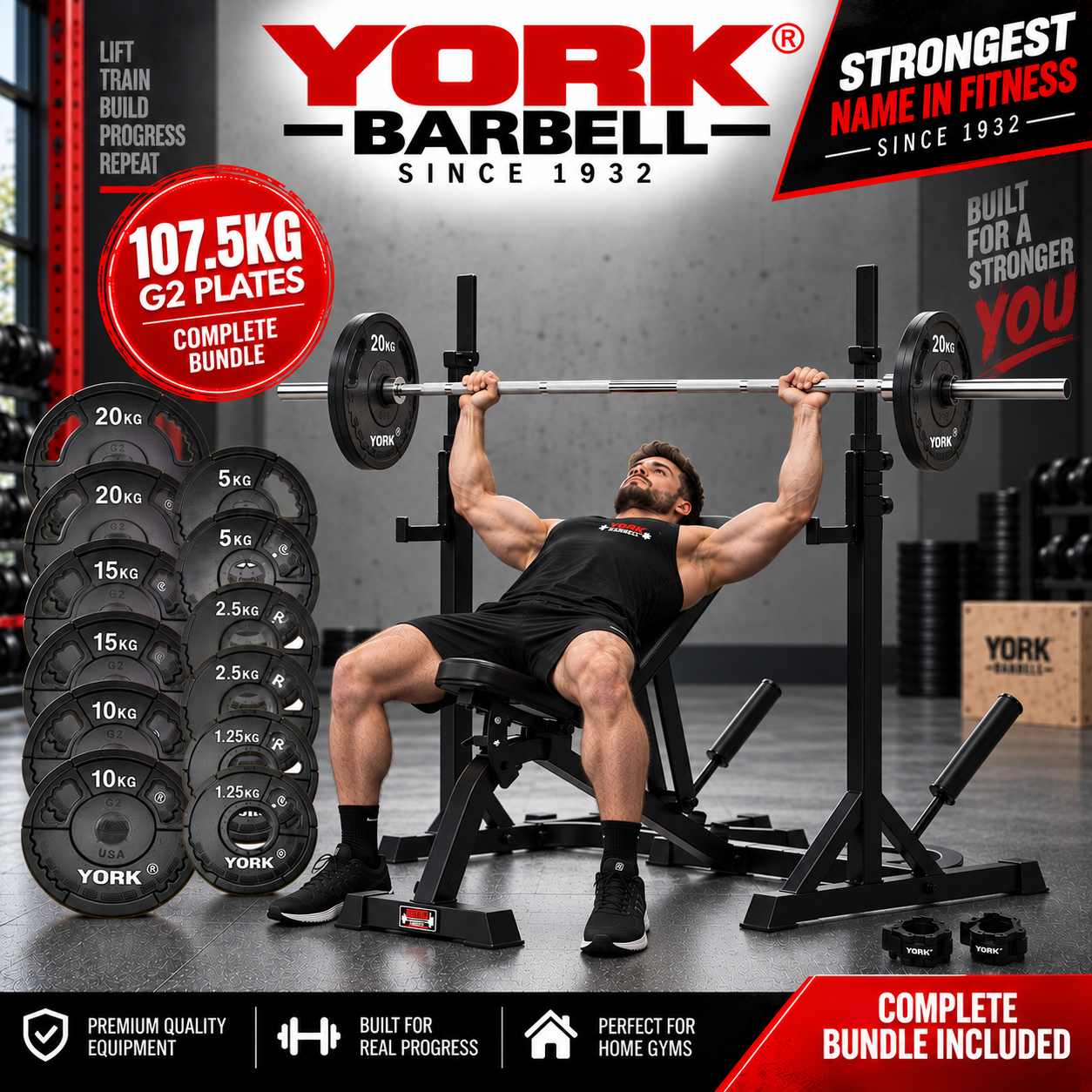 York Barbell C19S Olympic Squat Stands Bundle