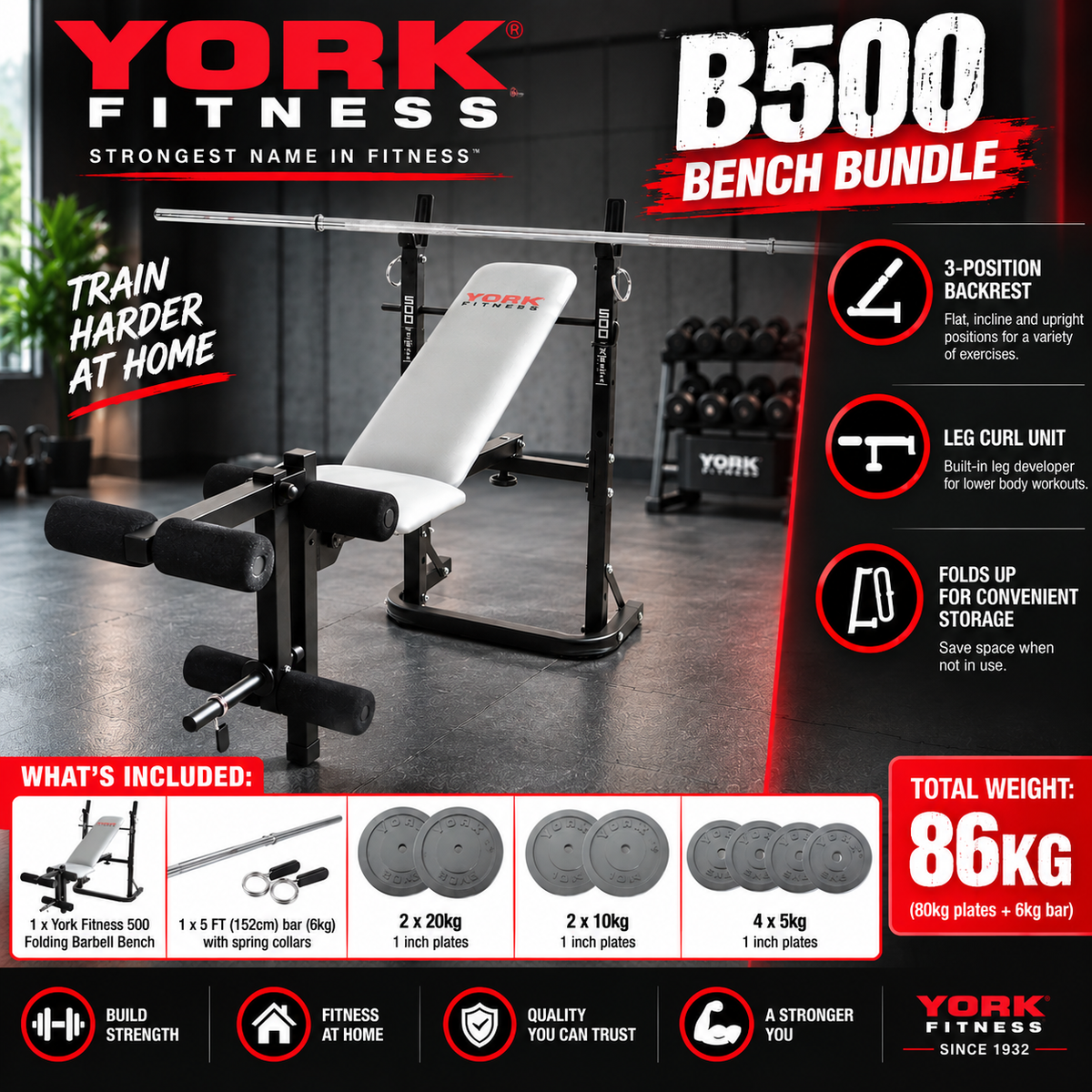 York Fitness B500 Bench Bundle