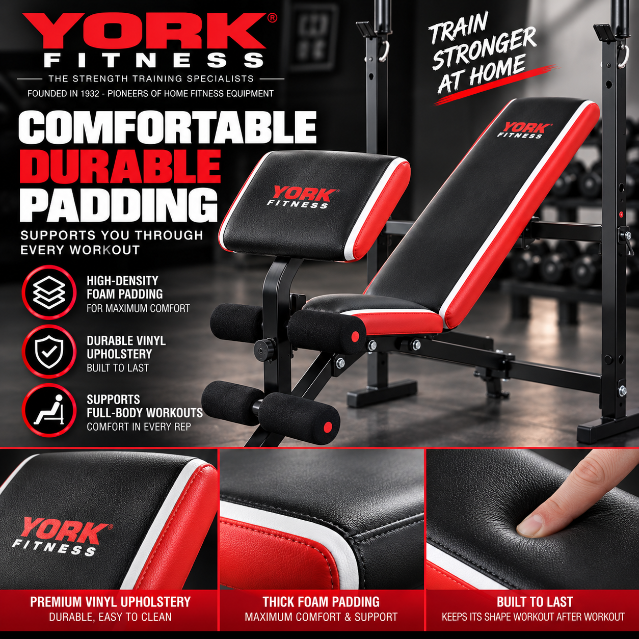 York Fitness Warrior 2 in 1 Folding Bench Bundle - Plates -bars included!