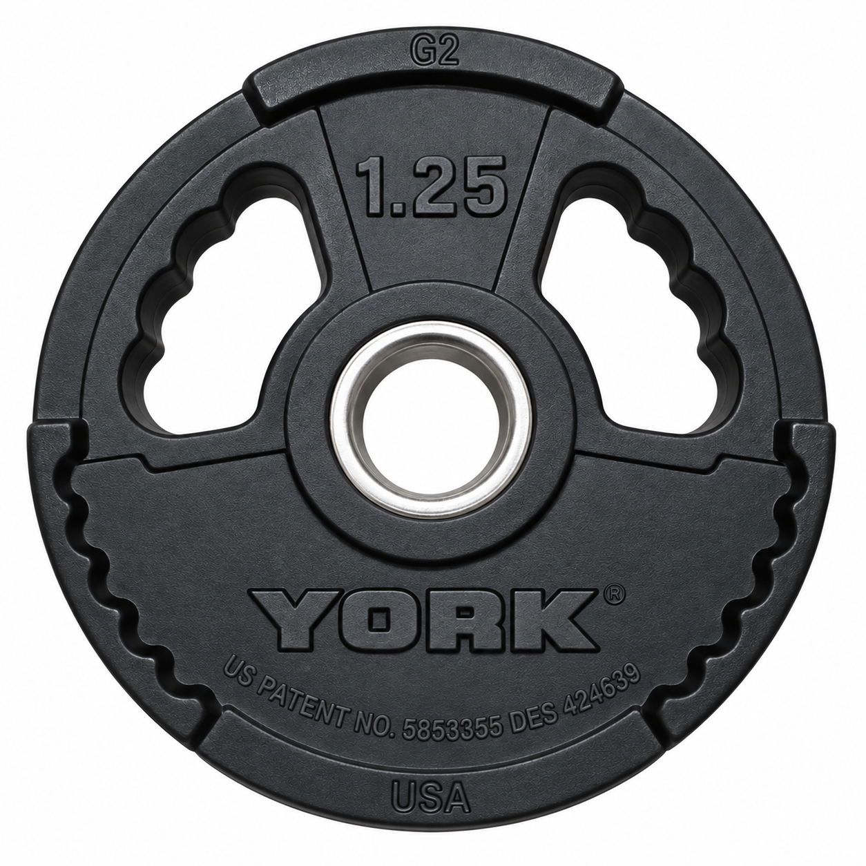 York Barbell G2 Rubber Olympic Weight Plates - Singles - Matte Black