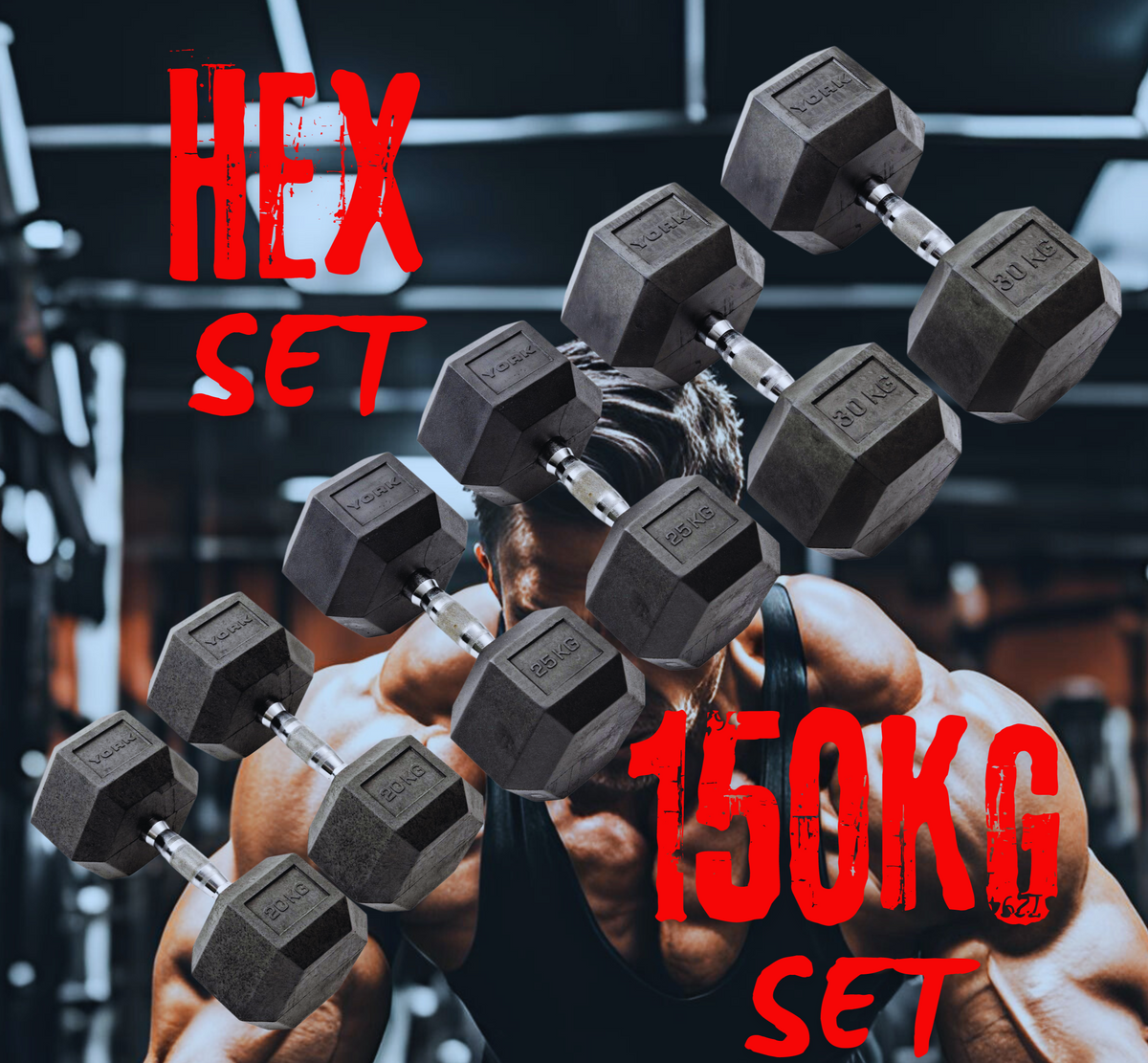 York Barbell Hex Dumbbells Bundle 150Kg set