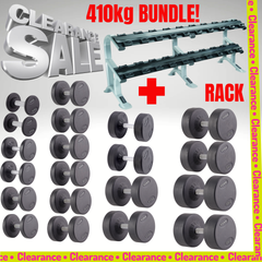 York Barbell 410kg Pro-Style Dumbbells & Rack Set