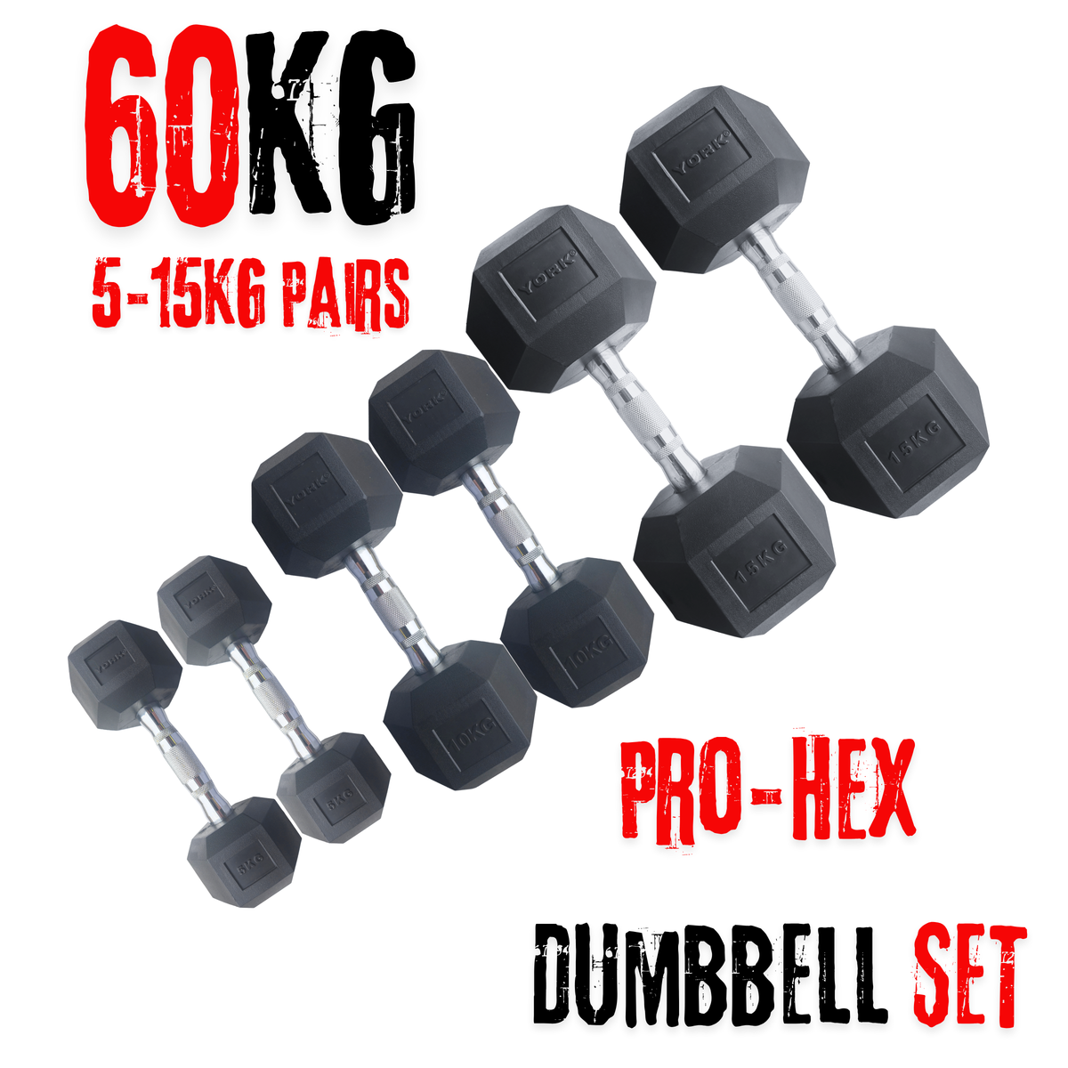 York Barbell Hex Dumbbells Bundle 60Kg set