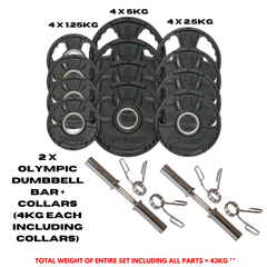 York Barbell G2 Rubber Olympic 43kg Dumbbell Set