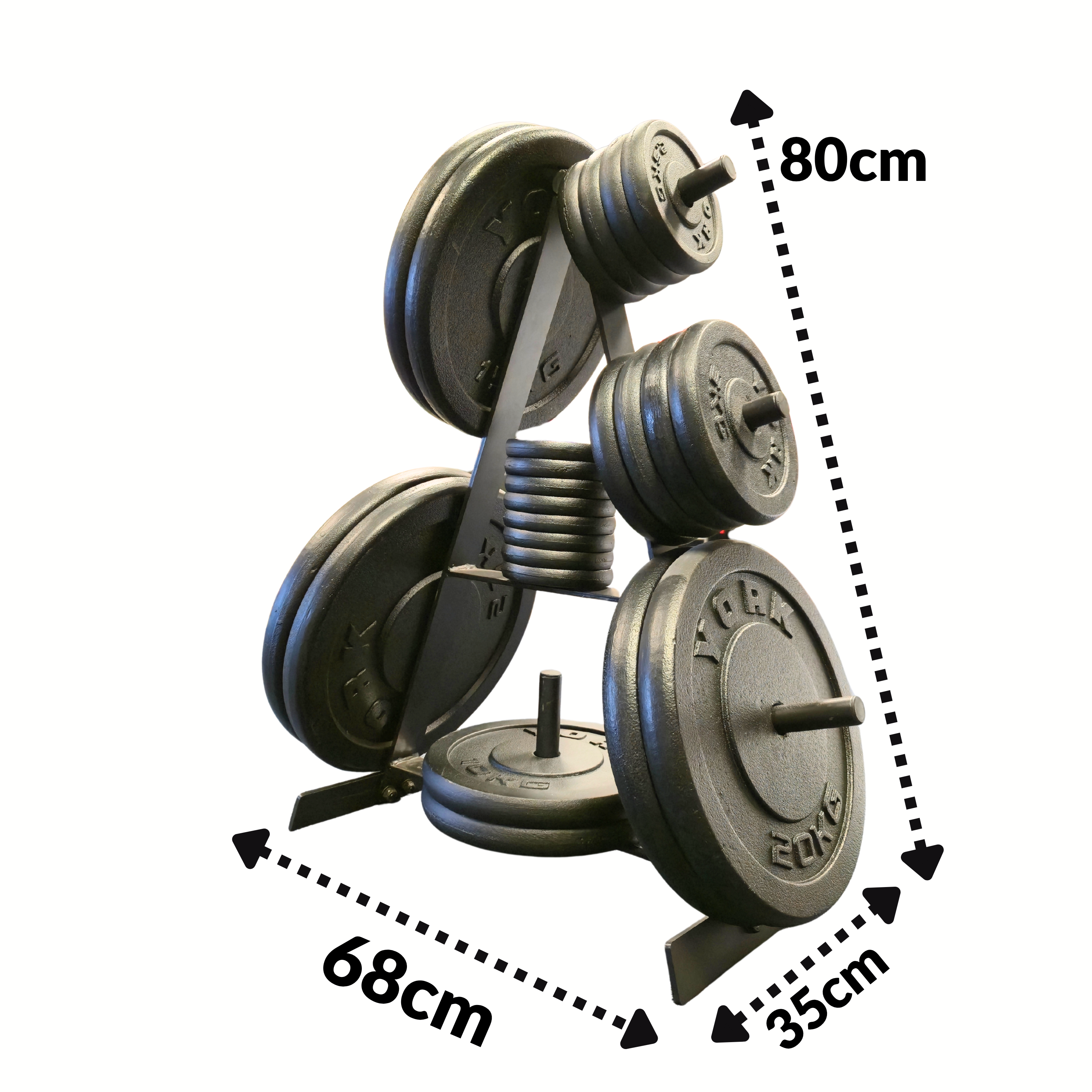 York Barbell 180kg Plate set with Tree rack