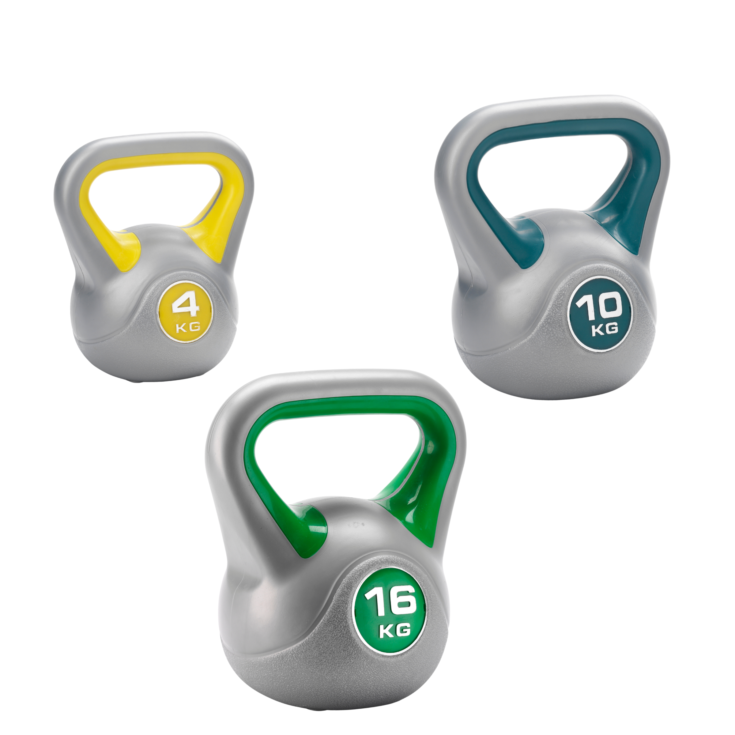 York Fitness Vinyl Kettlebells 4kg ,10kg,16kg Set