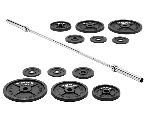 York Barbell 135 KG Olympic Set Garage Gym Set York Fitness