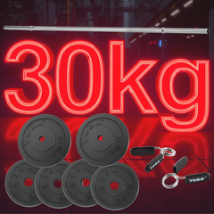 York Barbell 30kg "Ultra Light Chrome Aerobic Barbell Bundle