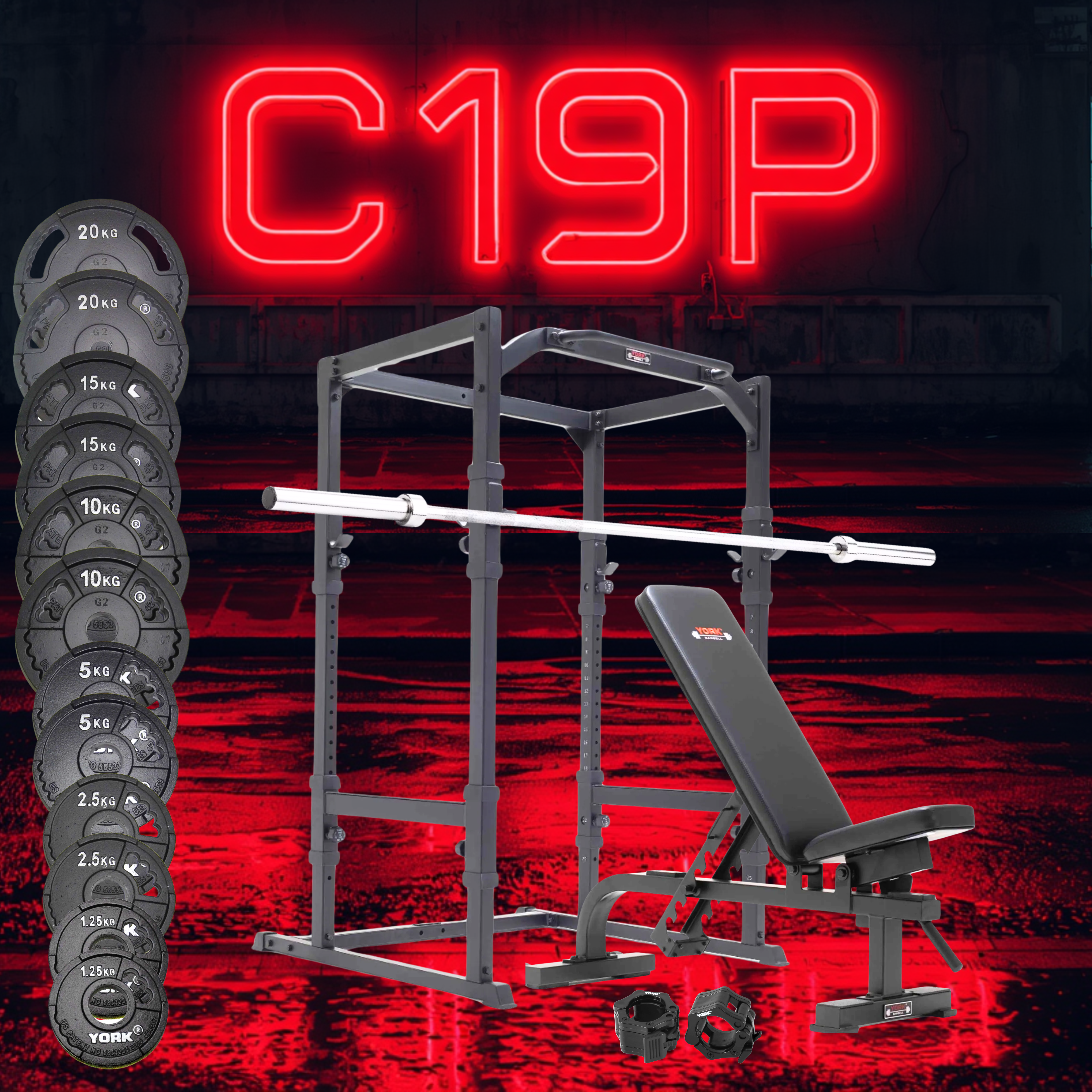 York Barbell C19P POWERCAGE - COMPLETE BUNDLE!