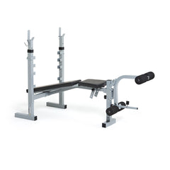 York Barbell Weight Lifting Starter Set - Bench, Solid Steel Bars & 80kg Weights