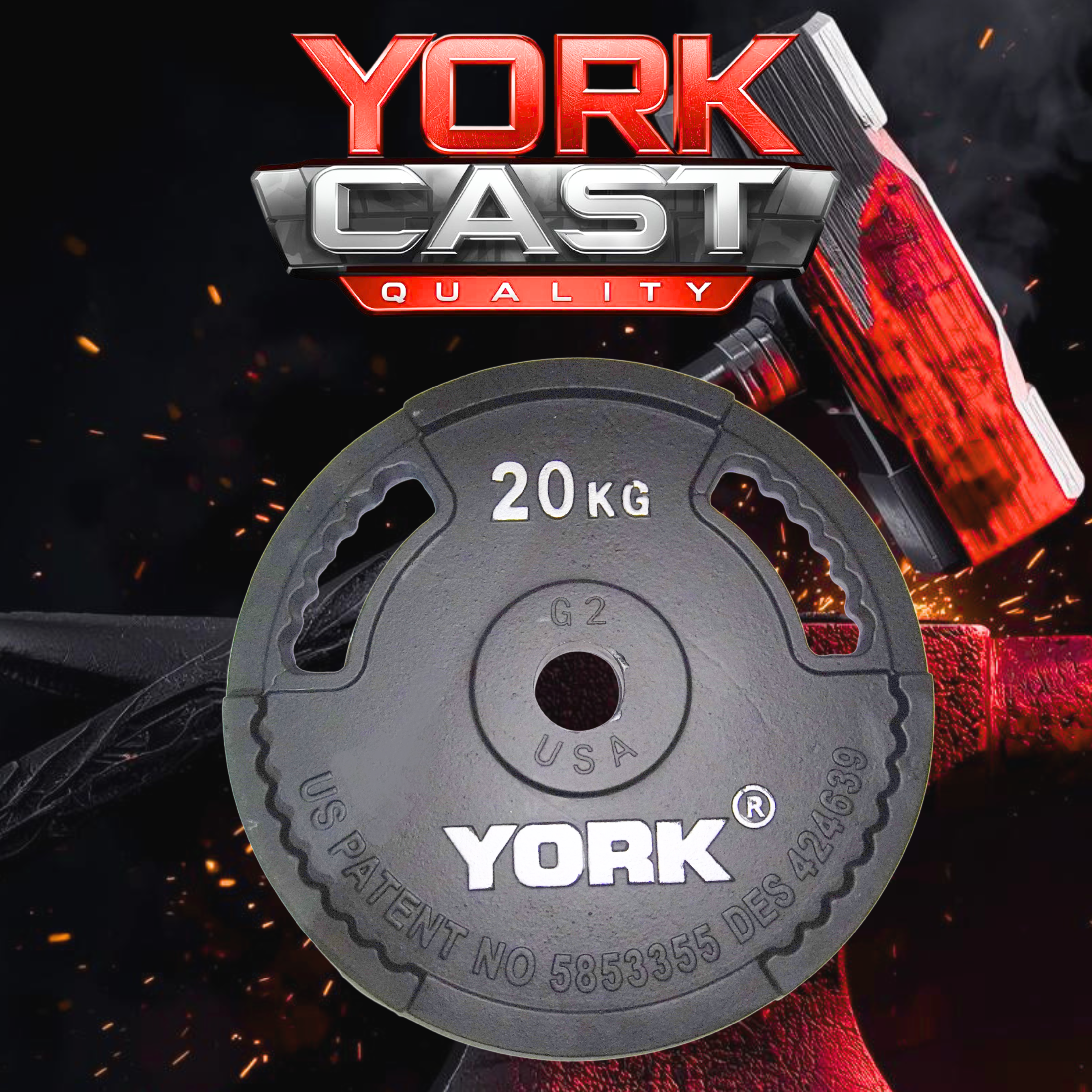 York Barbell G2 2" Cast Iron Olympic Weight Plates