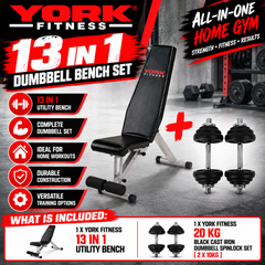 York Fitness 13 in 1 Dumbbell Bench Set