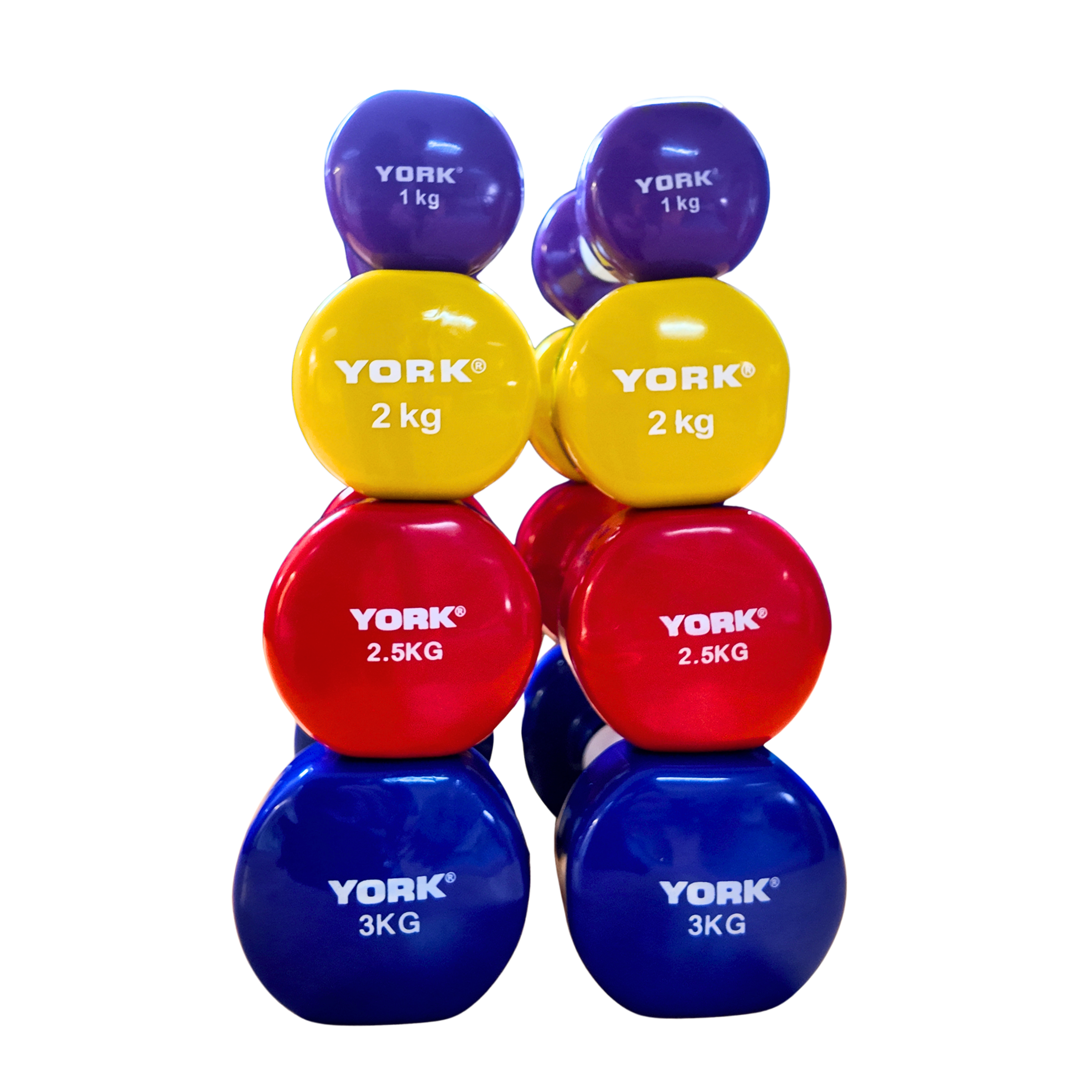 York Fitness Vinyl Dipped Dumbbells 17kg Set Bundle