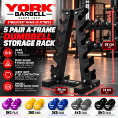 York Barbell 5-Pair A-Frame 30KG Dumbbell Bundle