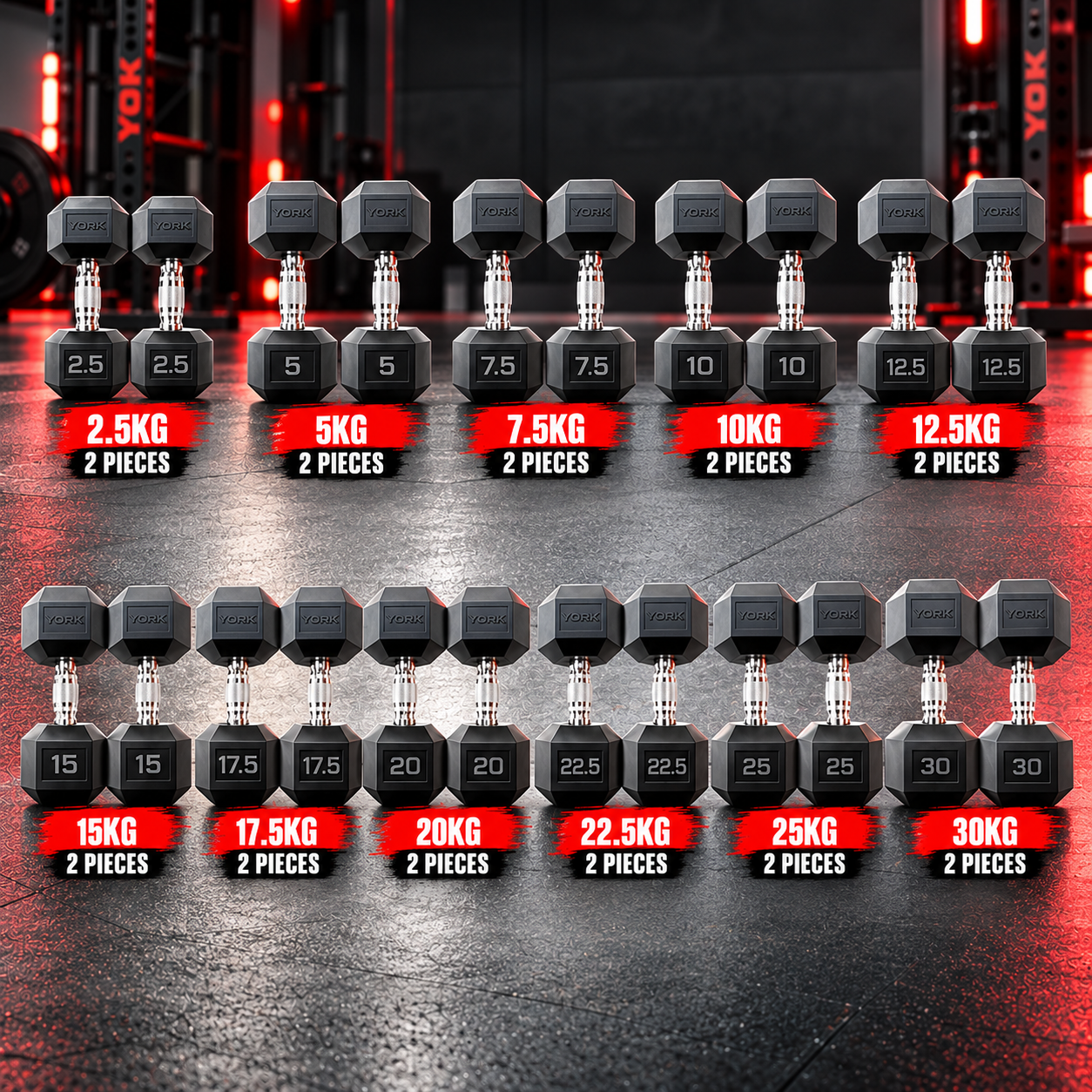 York Barbell 335KG PRO Hex Dumbbell & Rack and bench Bundle Set