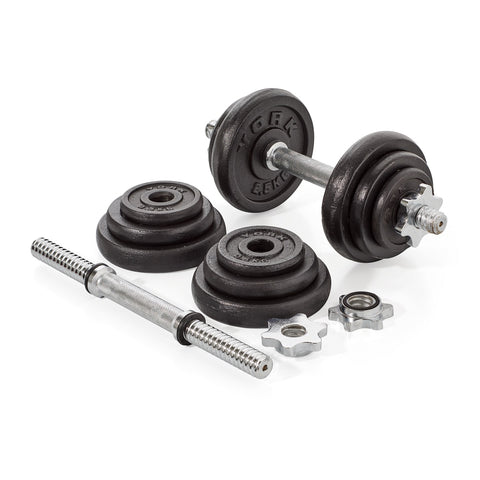 York Fitness Black Cast Iron Dumbbell Set and Case, York Fitness
