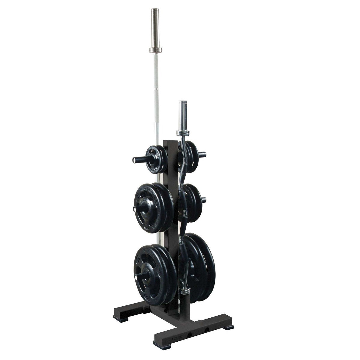 York Barbell Olympic Plate Tree Rack with 2 Olympic Bar Holders, York Fitness