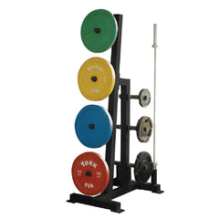 York Barbell Olympic Single Sided Plate Tree Rack with 2 Olympic Bar Holders, York Fitness