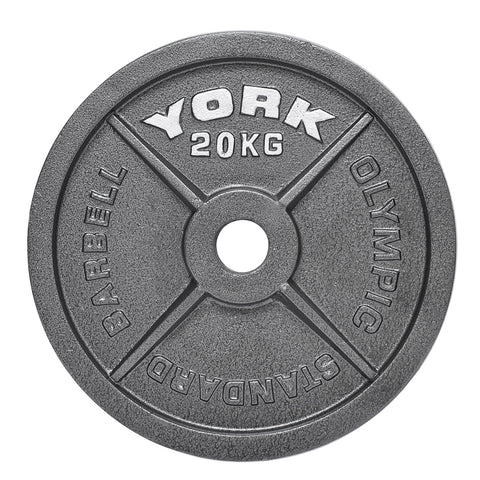 York Barbell Olympic 2" Hammertone Cast Iron Weight Plates, York Fitness