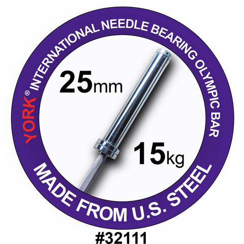York Barbell Women's 6.5' International Needle Bearing Bar, York Fitness