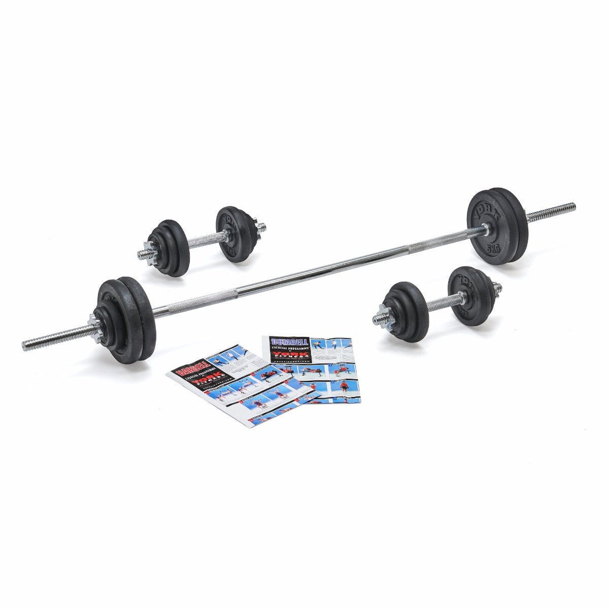York Fitness 50 KG Cast Iron  Spinlock Barbell | Dumbbell Set, York Fitness