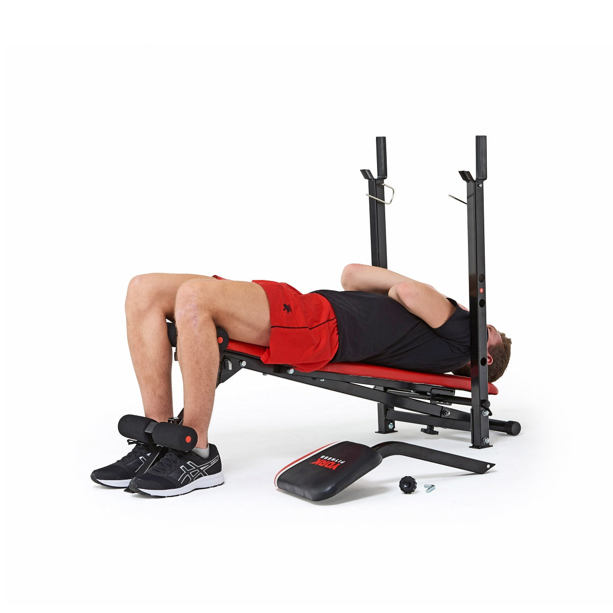York Fitness Warrior in Folding Barbell Ab Bench with Curl